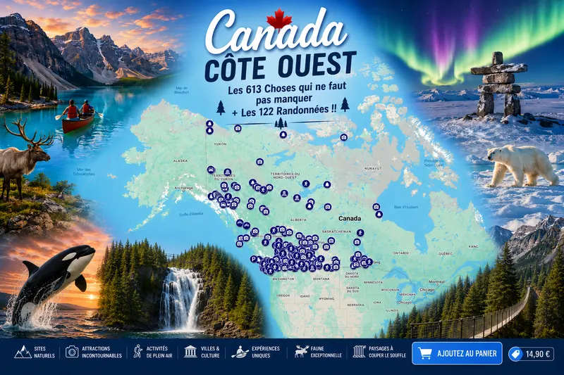 Carte des lieux incontournables de Canada de l’Ouest