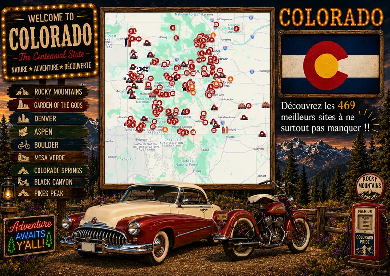 Carte des lieux incontournables de Colorado