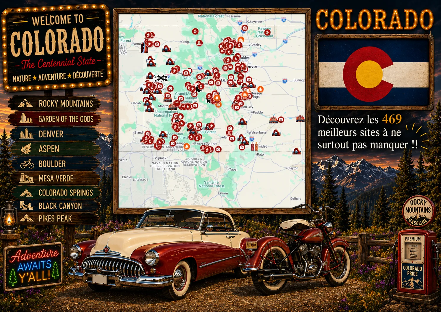 Carte des lieux incontournables de Colorado