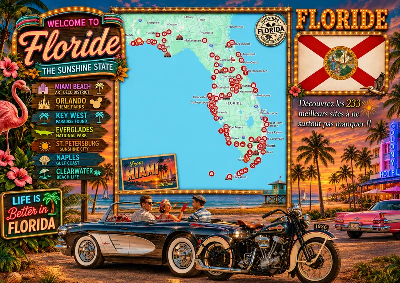 Carte des lieux incontournables de Floride