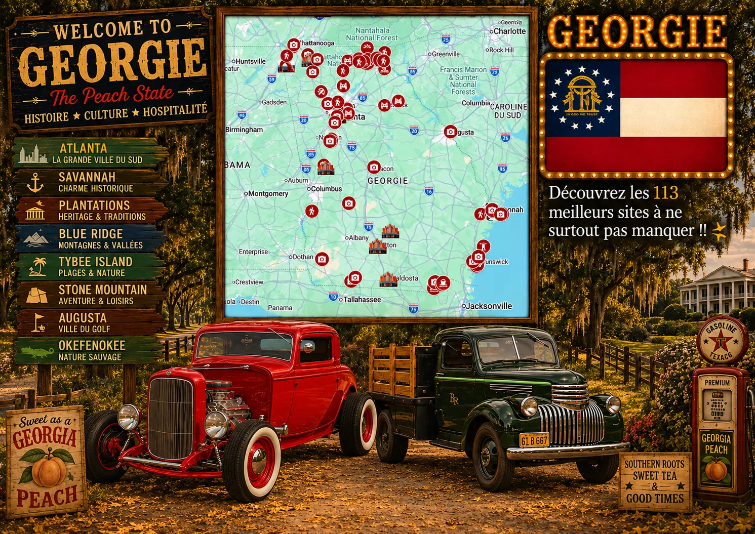 Carte des lieux incontournables de Géorgie