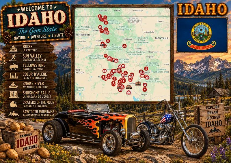 Carte des lieux incontournables de Idaho