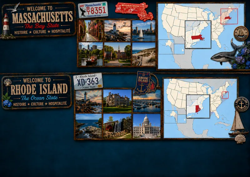 Fiche illustrée de Massachusetts et Rhode Island