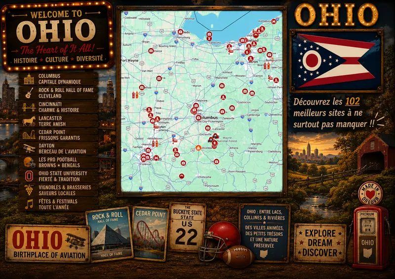 Carte des lieux incontournables de Ohio