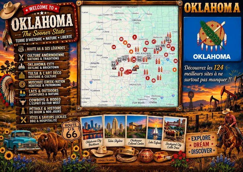 Carte des lieux incontournables de Oklahoma