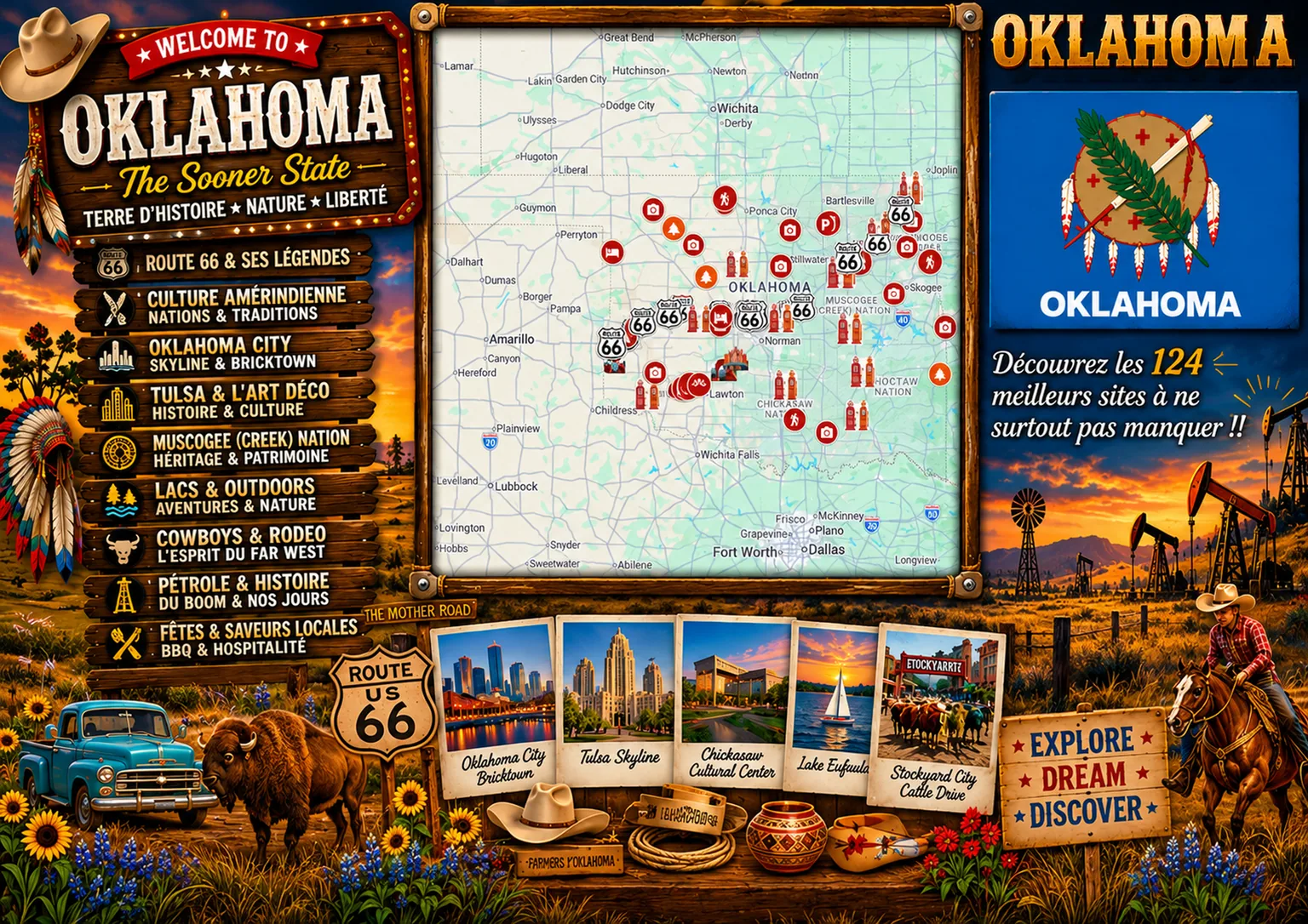 Carte des lieux incontournables de Oklahoma