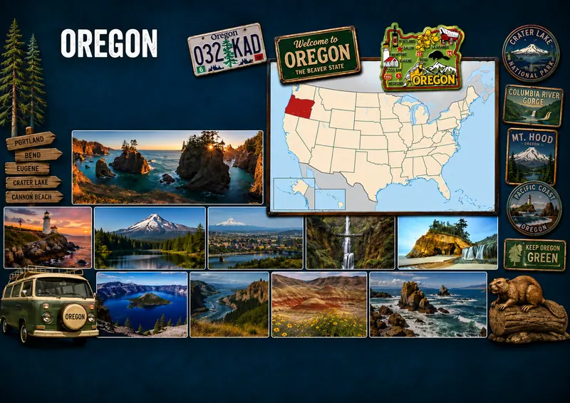 Fiche illustrée de Oregon