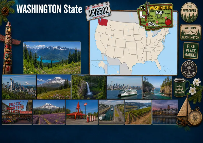 Fiche illustrée de État de Washington