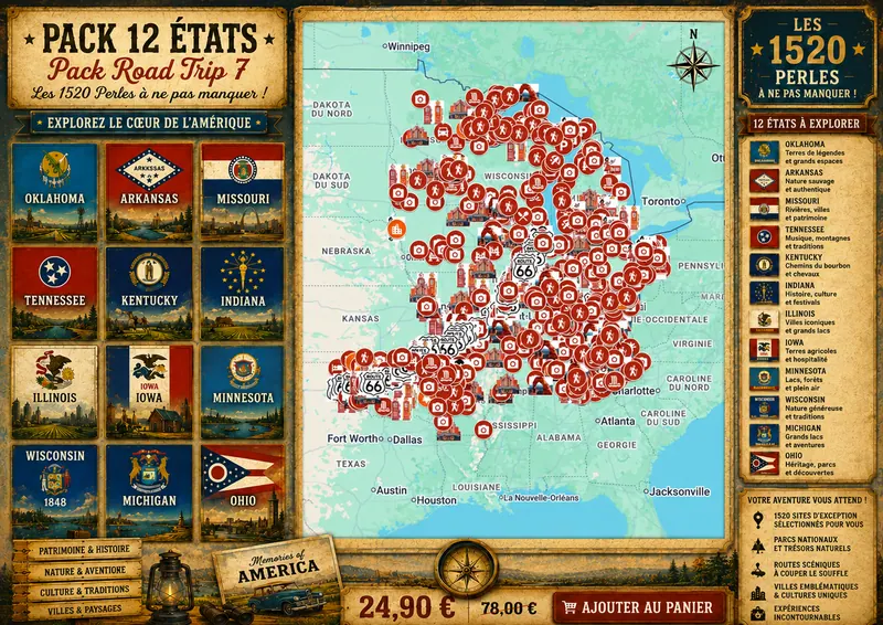 Carte des lieux incontournables de Pack Road Trip 7