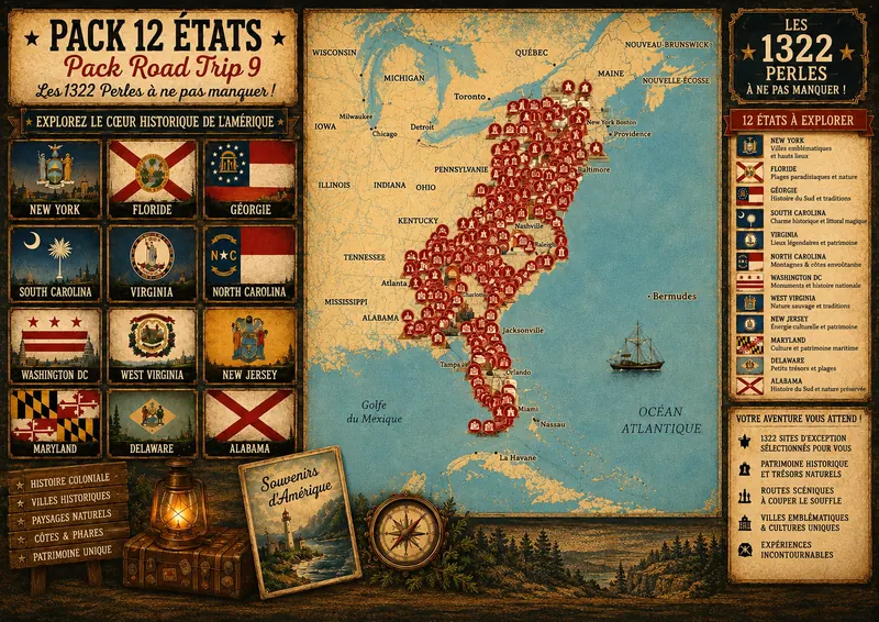 Carte des lieux incontournables de Pack Road Trip 9
