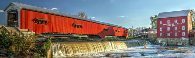 Le pont couvert et le moulin de Bridgeton